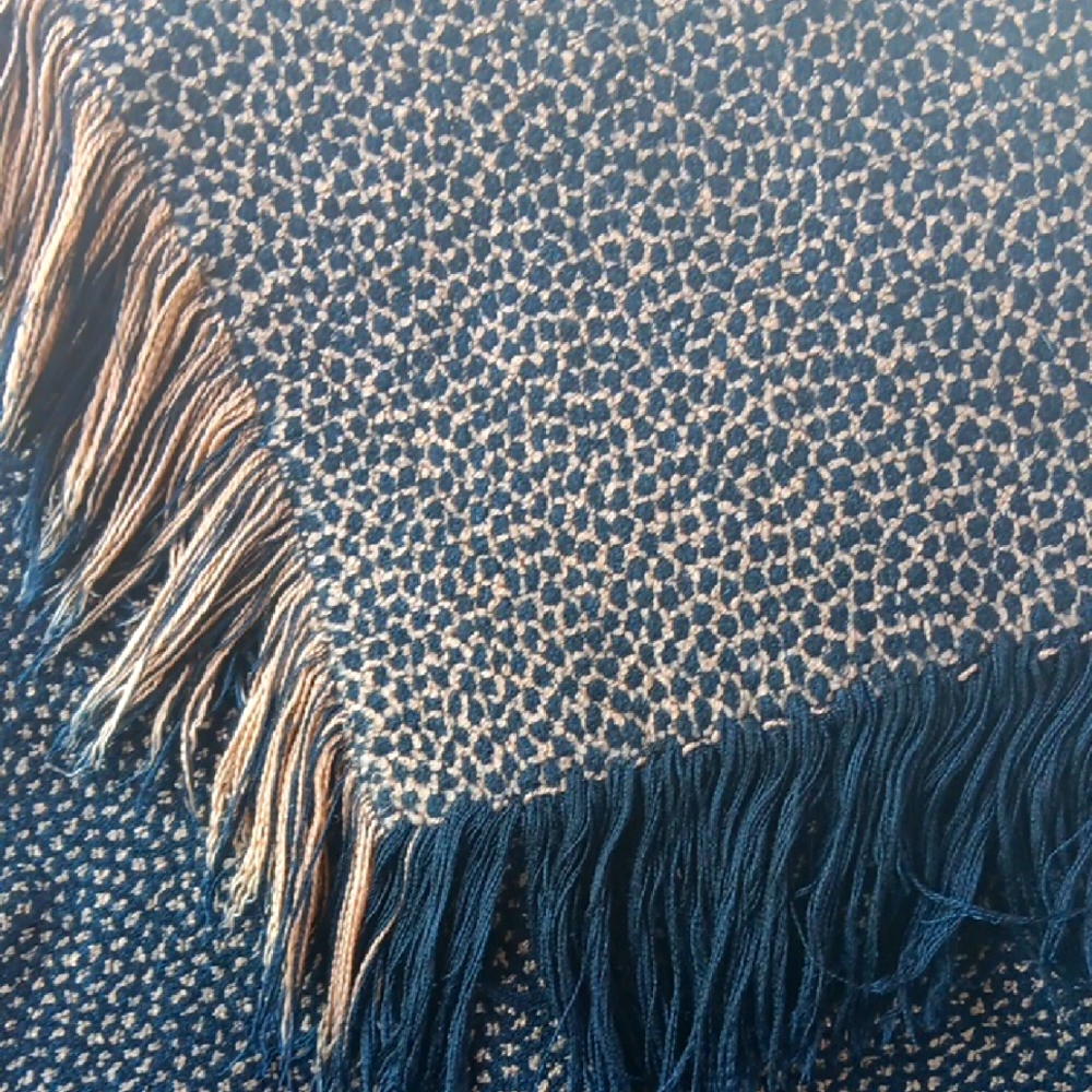 Blsck and Tan Uphostry Weight Woven Fringe Throw